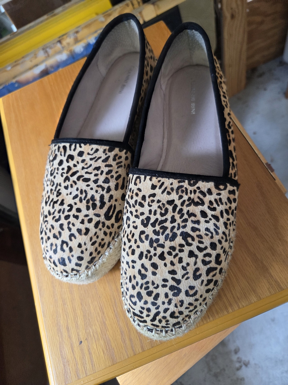 Gianni Bini Leopard Print Espadrille Flats with Black Trim